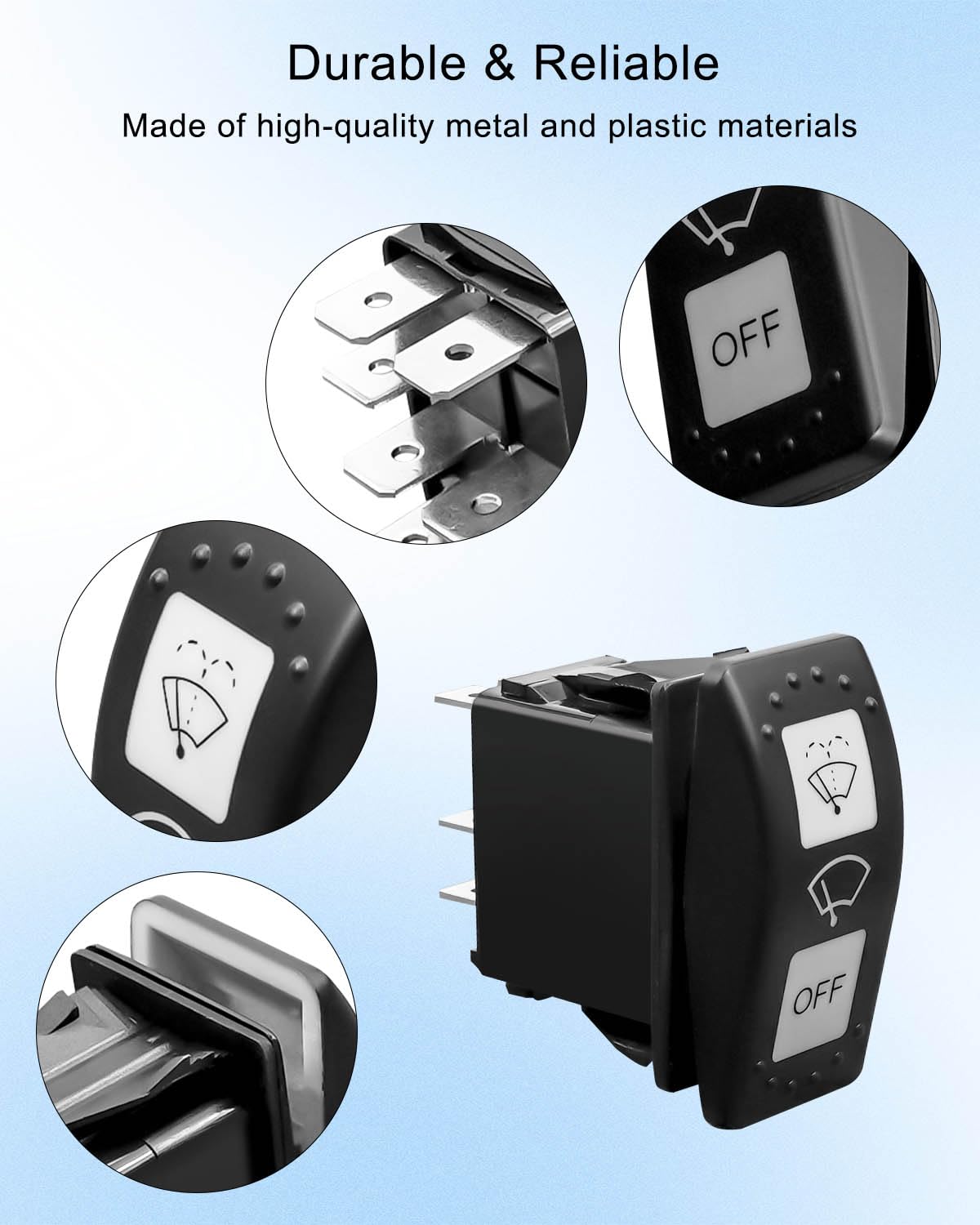 Windshield Wiper Control Switch Replace 710004941 Fit for Can-Am Defender HD10 HD8 2016-2023 Maverick X3, 7 Pin (ON)-ON-Off, with Indicator Light