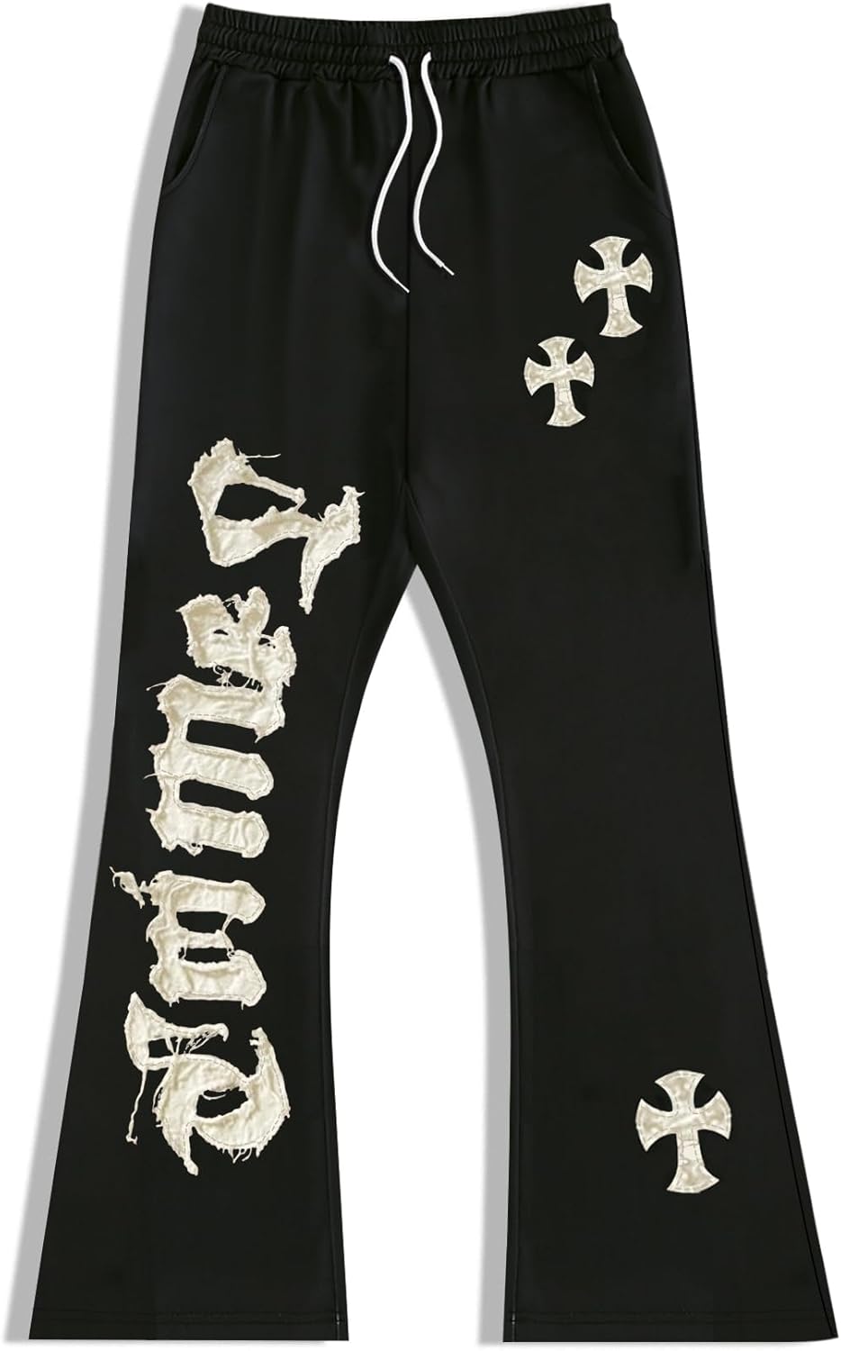 GORGLITTER Men's Wide Leg Baggy Sweatpants Y2K Graphic Flared Stacked Track Pants Workout Gym Trousers Drippy Streerwear - Image 3