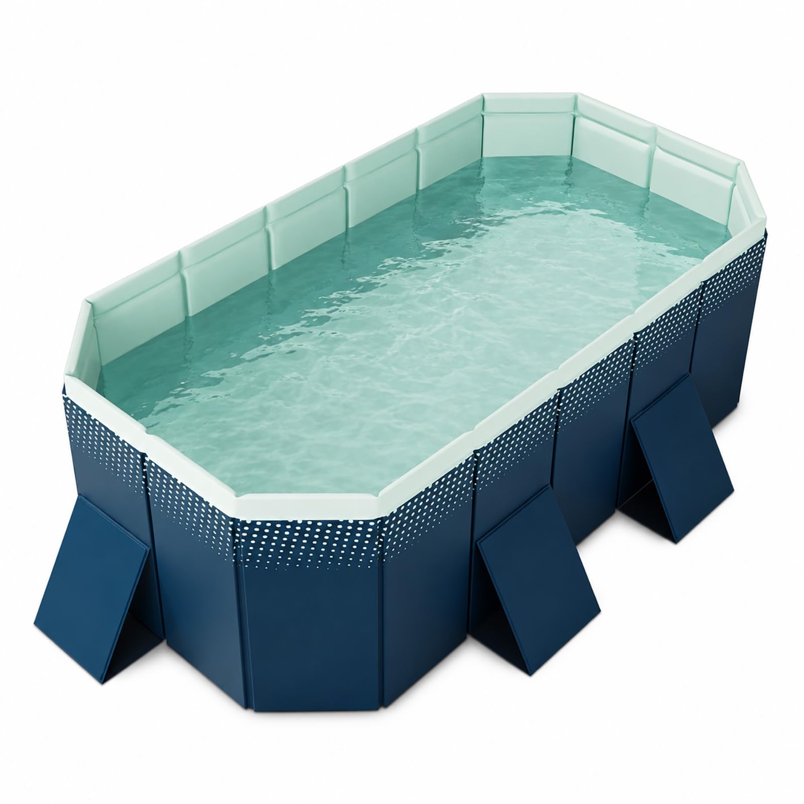 Faltbares Planschbecken, Rechteckiger Pool Nicht Aufblasbar Familie | Großer Gartenpool mit Stabilen Seitenwänden für Kinder und Erwachsene(160cm/62.9in)