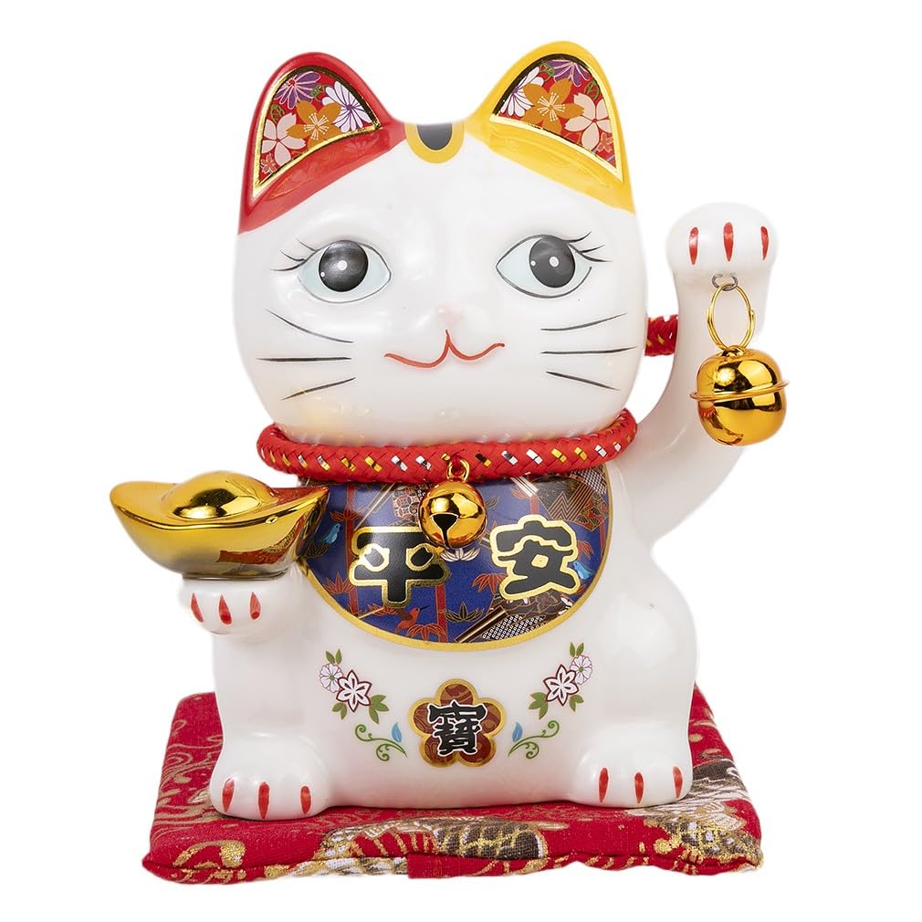 lachineuse Cat of Happiness and Fortune – Japanese Lucky Charm Money Box – White – Porcelain – Japan and Asia Decoration Idea – Good Luck, Fortune, Prosperity