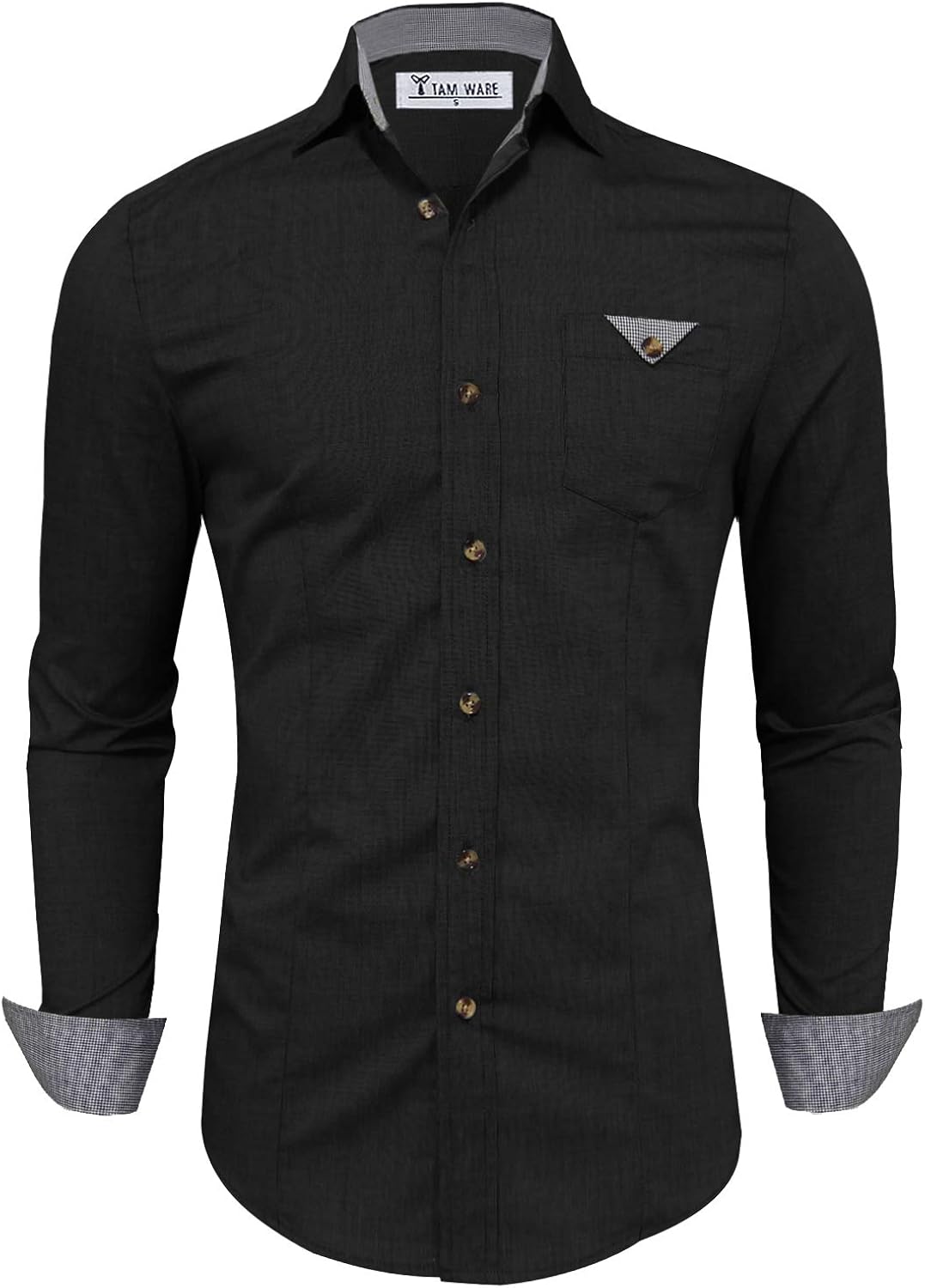 TAM Ware Men Classic Contrast Slim fit Long Sleeve Shirt