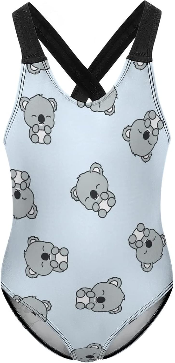 Cute Baby Koala Cute Girl's One Piece Swimsuit Quick Dry Sport Bathing Suit Beach Swimwear