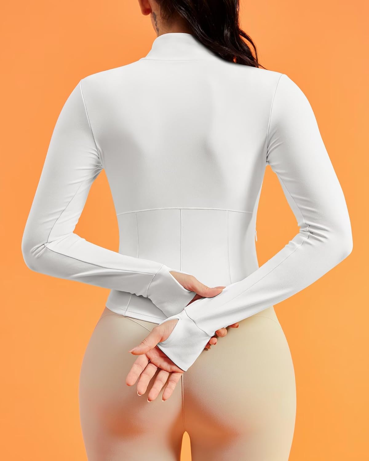 QUEENIEKE BareLuxe Corset BBL Jacket for Women Zip Up Waist-Length Cropped Running Workout Athletic Top with Thumb Holes - Image 3