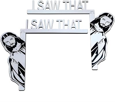2Pcs I Saw That Jesus Sign Door Frame Decor, Funny Home Decor Wood Frame Jesus Sign Home Door Corner Decorations for Living Room Bedroom Office
