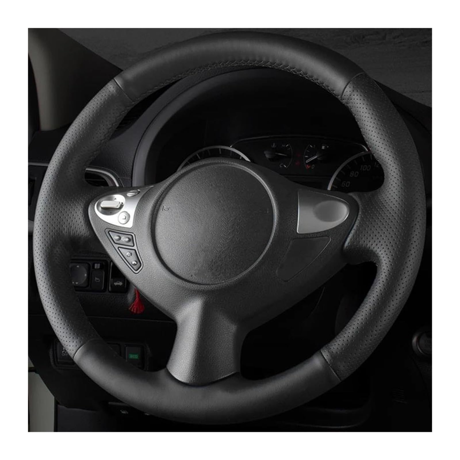 Volantes Funda Trenzada para Volante De Cuero Genuino para Infiniti FX FX35 FX37 FX50 QX70 para Nissan para Juke para Maxima 370Z Funda Volante(White Thread)