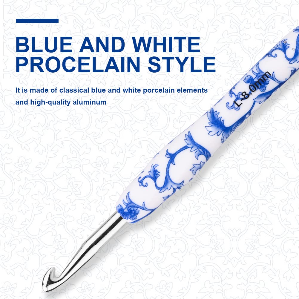 BCMRUN Gancho de ganchillo grande de 8 mm, agarre ergonómico, mango suave, para manos artríticas, agujas de tejer extralargas para principiantes e hilo de ganchillo (8 mm-0)