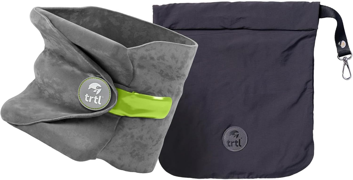 trtl Pillow - Scientifically Proven, Super Soft Neck Support Travel Pillow for Airplanes - Lightweight and Machine Washable - Ergonomic Design for Traveling on Flights, Cars, and Trains - Grey