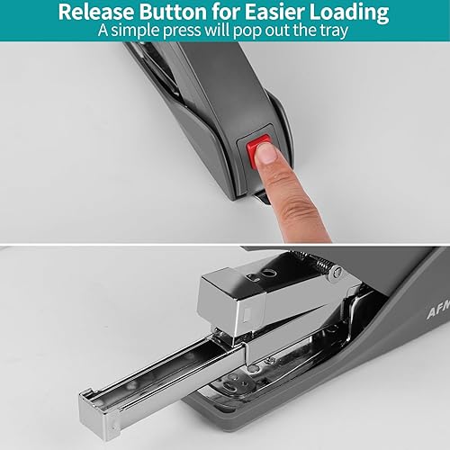 Miniatura 4 de AFMAT Engrapadora sin esfuerzo para escritorio, engrapadora de escritorio de 50 hojas, engrapadora ergonómica de oficina, grapadora táctil con un