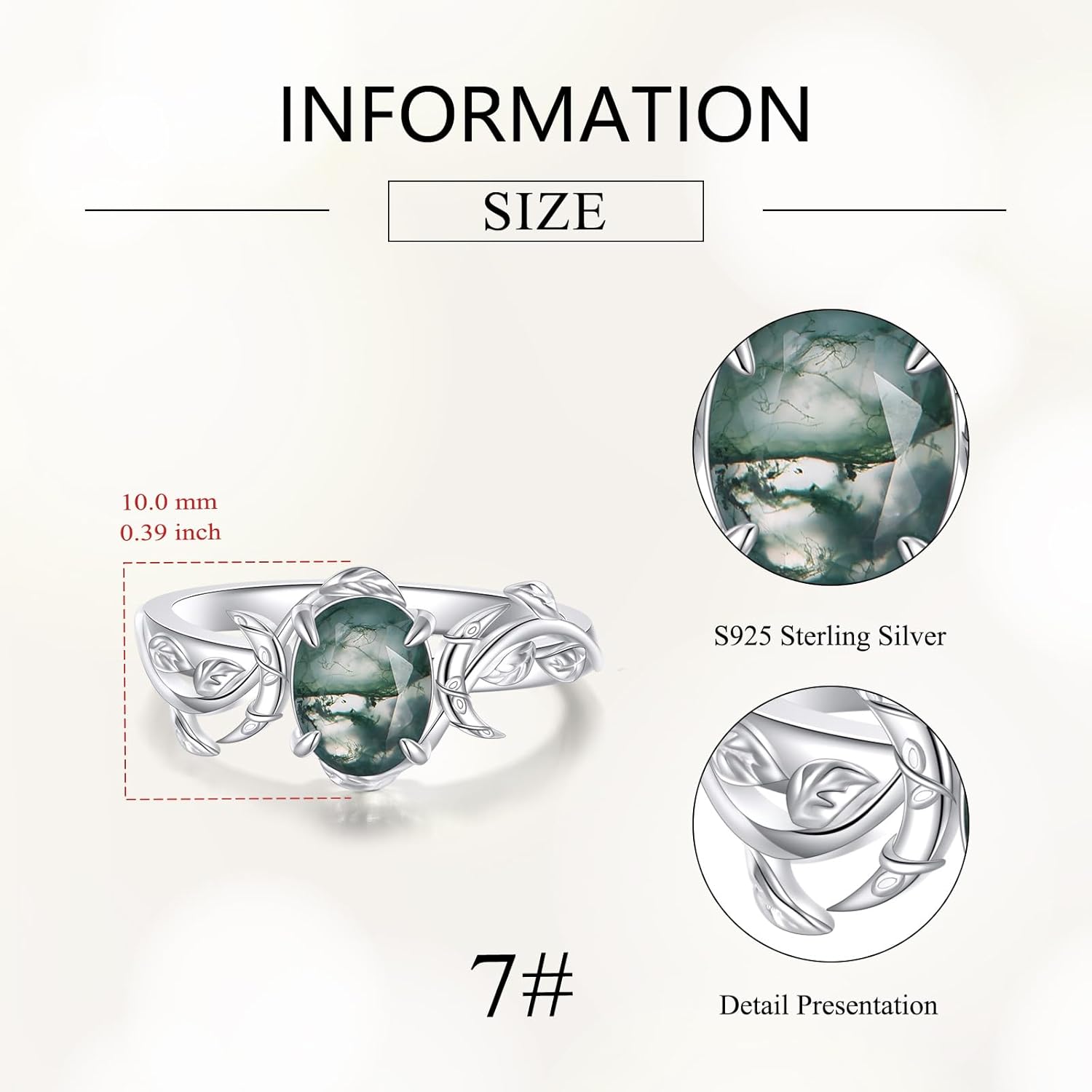 Triple Moon Ring for Women Sterling Silver Pentagram Triple Moon Ring Jewelry Gifts Size 7 - Image 3