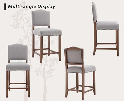 Miniatura 35 de CIMOTA Juego de 4 taburetes de bar de altura de mostrador, taburetes de bar de mediados de siglo, taburetes de bar con respaldo de cocina con patas