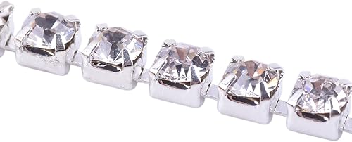 Miniatura 34 de KAOYOO - Cadena con cuentas de diamantes de imitación, 9 metros (10 yardas) para manualidades, joyas y decoración de bodas. Plata con cuentas