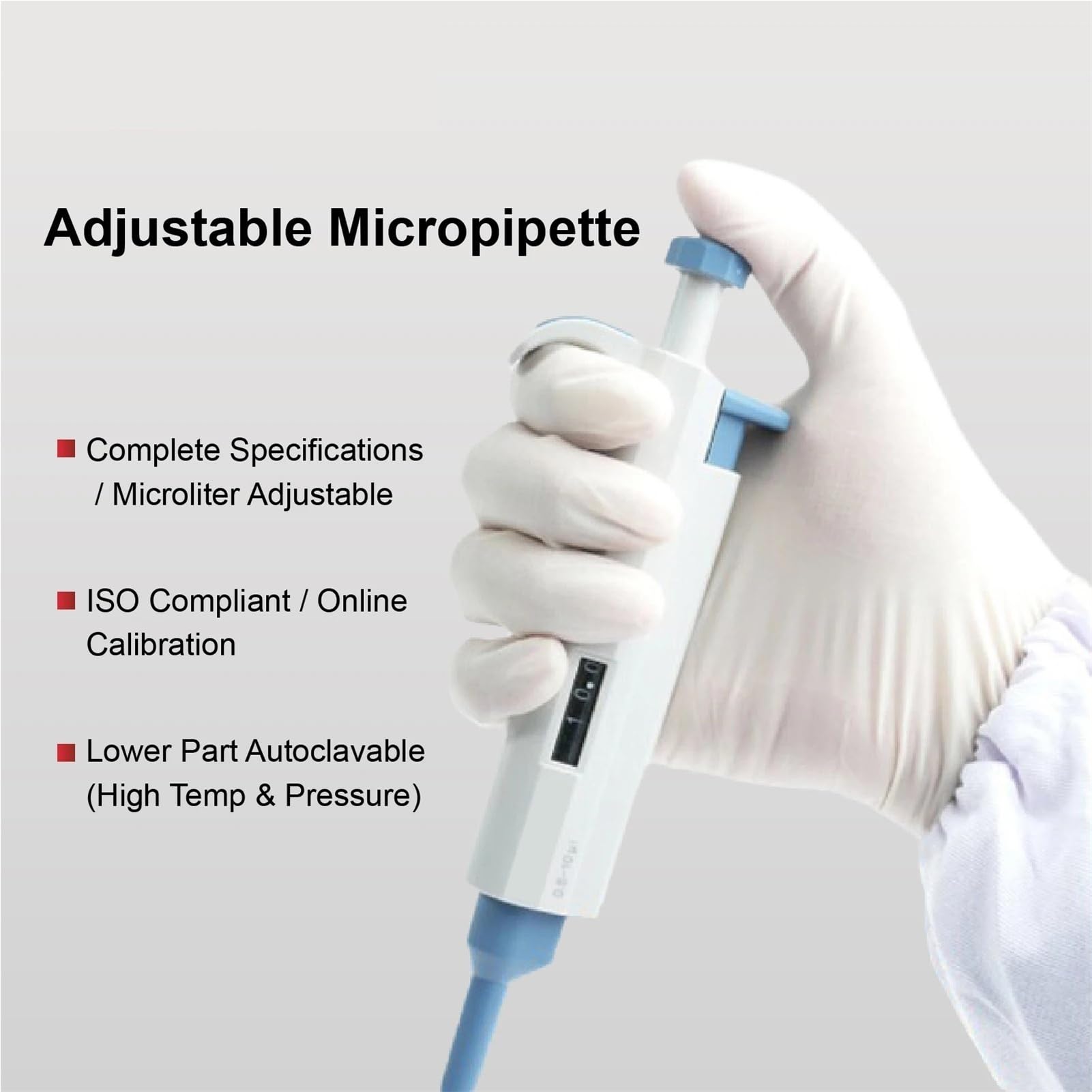 pipeta de laboratorio Pipeta de volumen variable de laboratorio, canal 1/8, pipeta mecánica de volumen ajustable(200-1000uL-Plus)