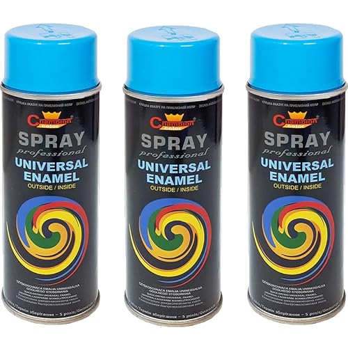 VE-INDUSTRIES Lackspray nach RAL 3er Sparpack Spraydose 400ml Buntlack für Holz, Metall (5015 Himmelblau)