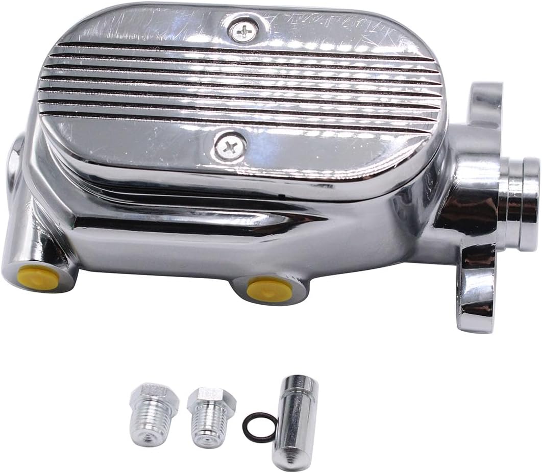 1 Set SHLPDFM Chrome Aluminum GM 1" Bore Finned Master Cylinder 9/16" & 1/2" Ports on Both Sides Fits for GM