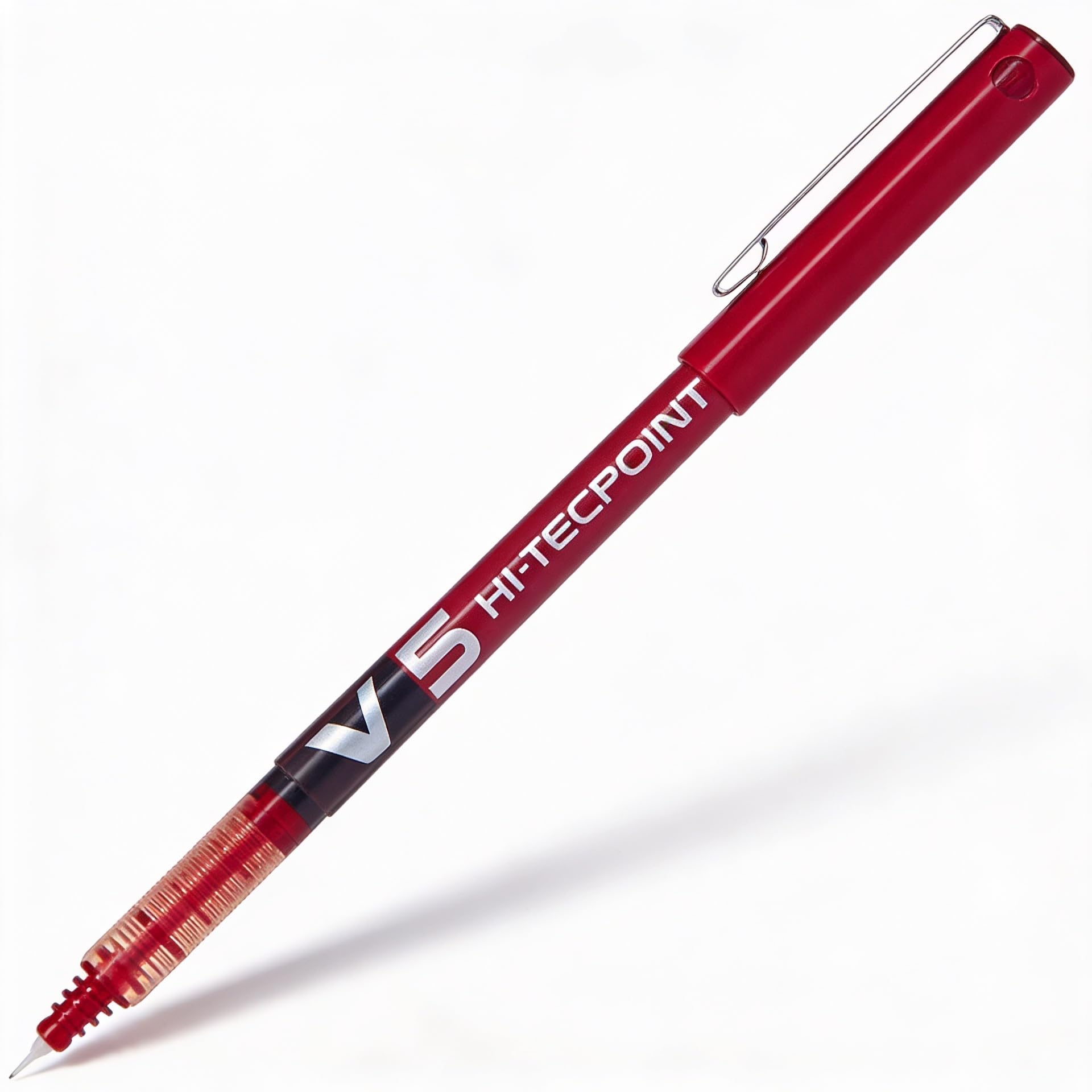 Pilot V5 BLACK BLUE RED GREEN Liquid Ink Rollerball Pen 0.5mm Nib Pack of 6 (Red)