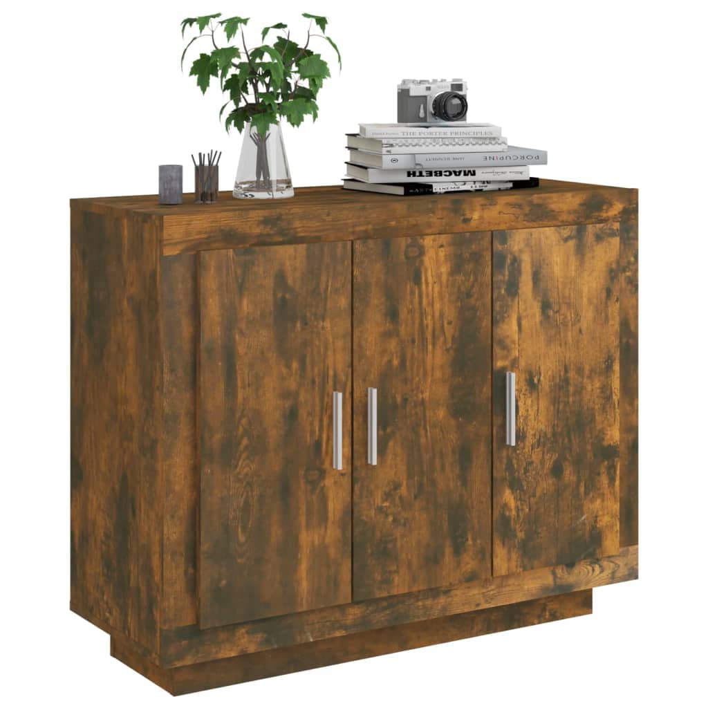 Sideboard Räuchereiche 92x35x75 cm Holzwerkstoff mit viel Stauraum für Wohnzimmer Esszimmer Flur und Büro, platzsparend, vielseitig, mit Türen und Ablagen, ideal für Ordnung und Dekoration