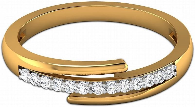 JEWELS FORUM 14K Yellow Gold Half Eternity Band Diamond Ring for Her Channel Prong H-I I1-I2