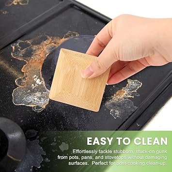 6Pcs Bamboo Pan Scraper, Durable No Scratching Pot Scraper, Food Safe Kitchen Scraper Tool for Cleaning Pans, Bowls, Plates