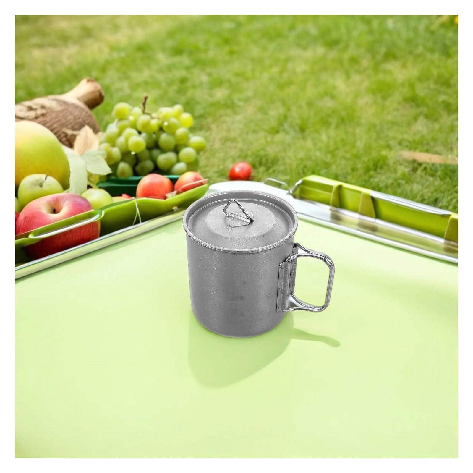 Zusammenklappbarer Edelstahlbecher Zusammenklappbarer Edelstahlbecher | Outdoor-Klappbecher mit Deckel for Camping, Kaffee, Tee, Wandern, Reisen