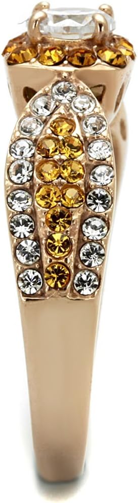 Marimor Jewelry 1.45 Clear and Topaz Cubic Zirconia Rose Gold Stainless Steel Engagement Ring Womens Size 5-10