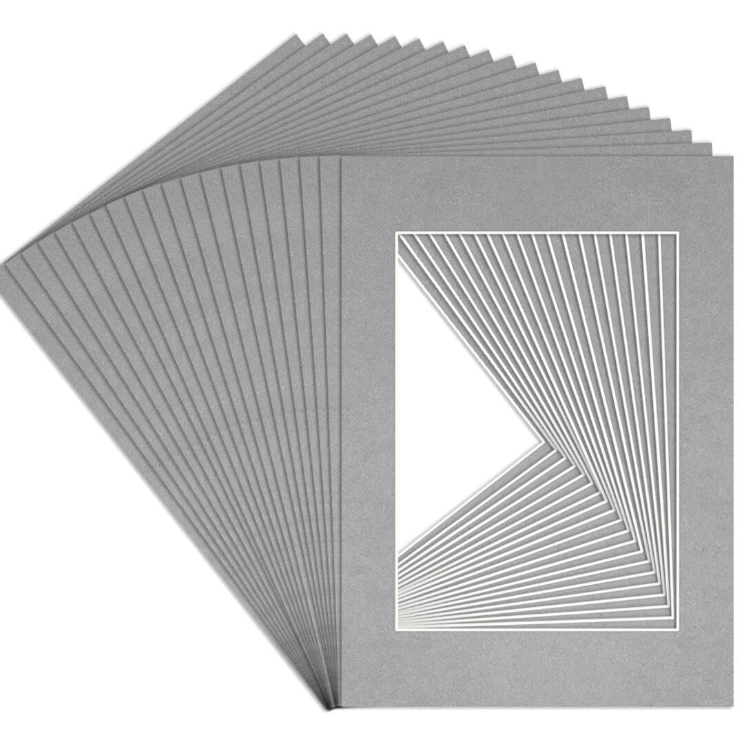 Procut Global A4 Silver Picture Mounts to Fit A5 Aperture - Precision Cut Cardboard Photo Mount - Ideal for Frames, Prints, Artwork & Certificates - Sizes & Colours Available - 20 Pack โ image 1