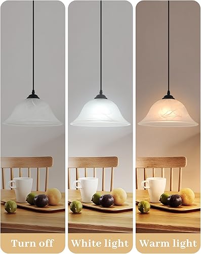 Miniatura 7 de Luces colgantes de cocina sobre la isla, luz colgante de vidrio blanco de 11.8 pulgadas, luces colgantes de cocina, paquete de 2, luces colgantes