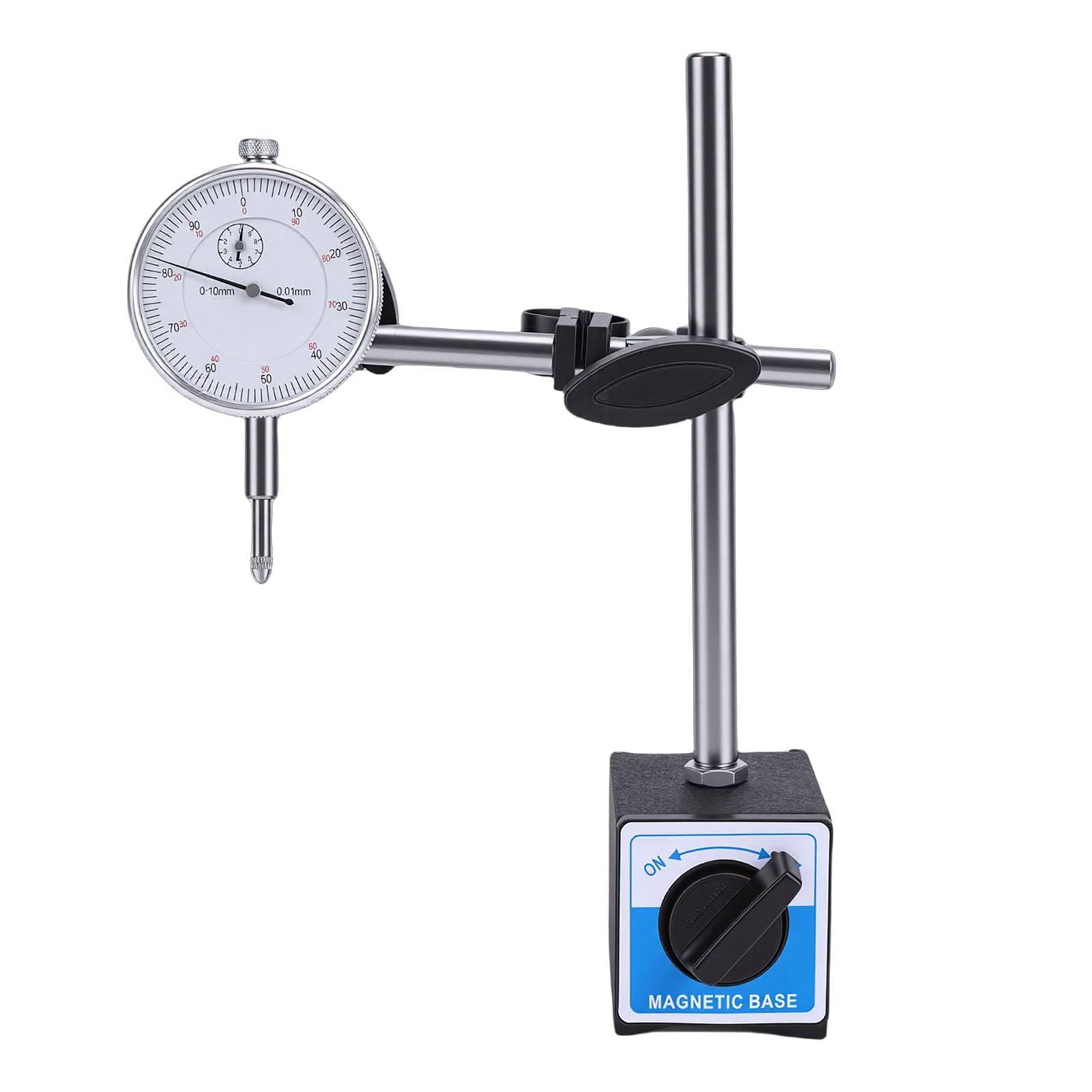 Naroote Set Comparatori a Quadrante da 0-10 Mm, con Supporto Base Magnetica, Braccio Lungo Regolabile e Precisione di Prova da 0,01 Mm per Misurazione e Ispezione Accurati