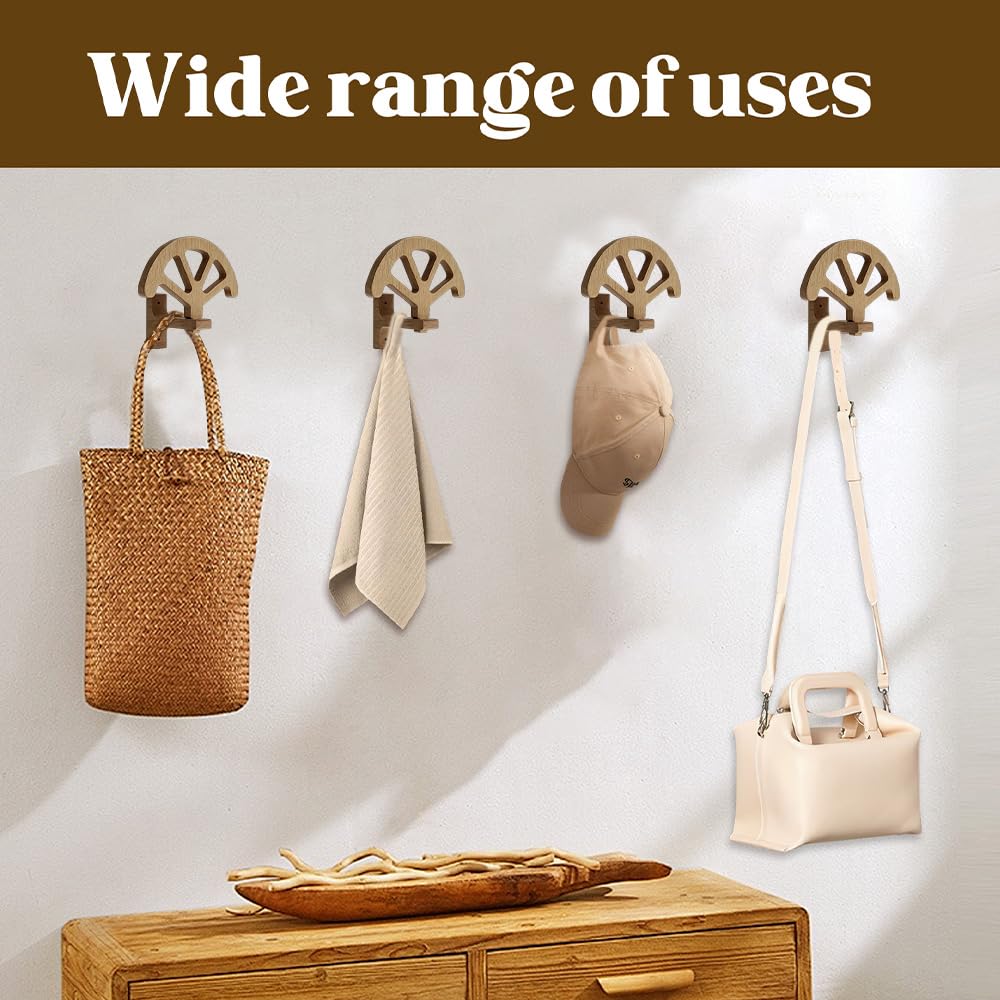 MiOYOOW Ganci per Cappelli in Legno, Supporto per Cappello da Parete con 3 Fibbie Regolabili, Rustico Organizzatore Berretti da Baseball con Visiera, per Piccoli Accessori, Borse, Cuffie