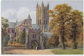 Alfred Robert Quinton - The Dark Entry Cathedral from N E Canterbury Wall Art Picture Painting Poster Canvas Print Posters Artworks Bedroom Living Room Decor 12x18inch(30x45cm)