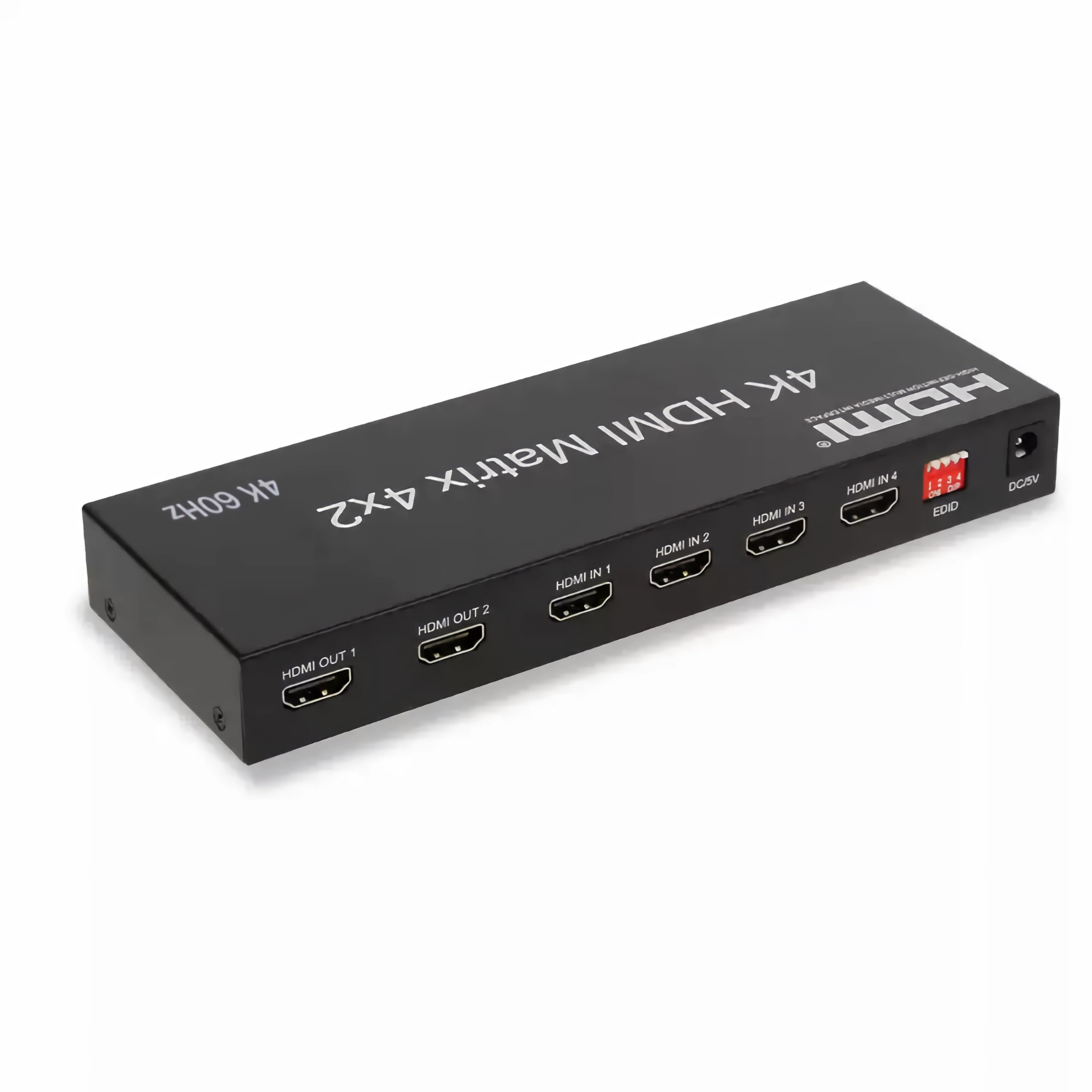 C11D Bolwins HDMI Matrix Switch 4 x 2 4K 60 Hz UHD przełącznik rozdzielacz 4 w 2 Out HDMI 2.0 rozdzielacz audio wideo z pilotem zdalnego sterowania do telewizora, projektora, kina domowego