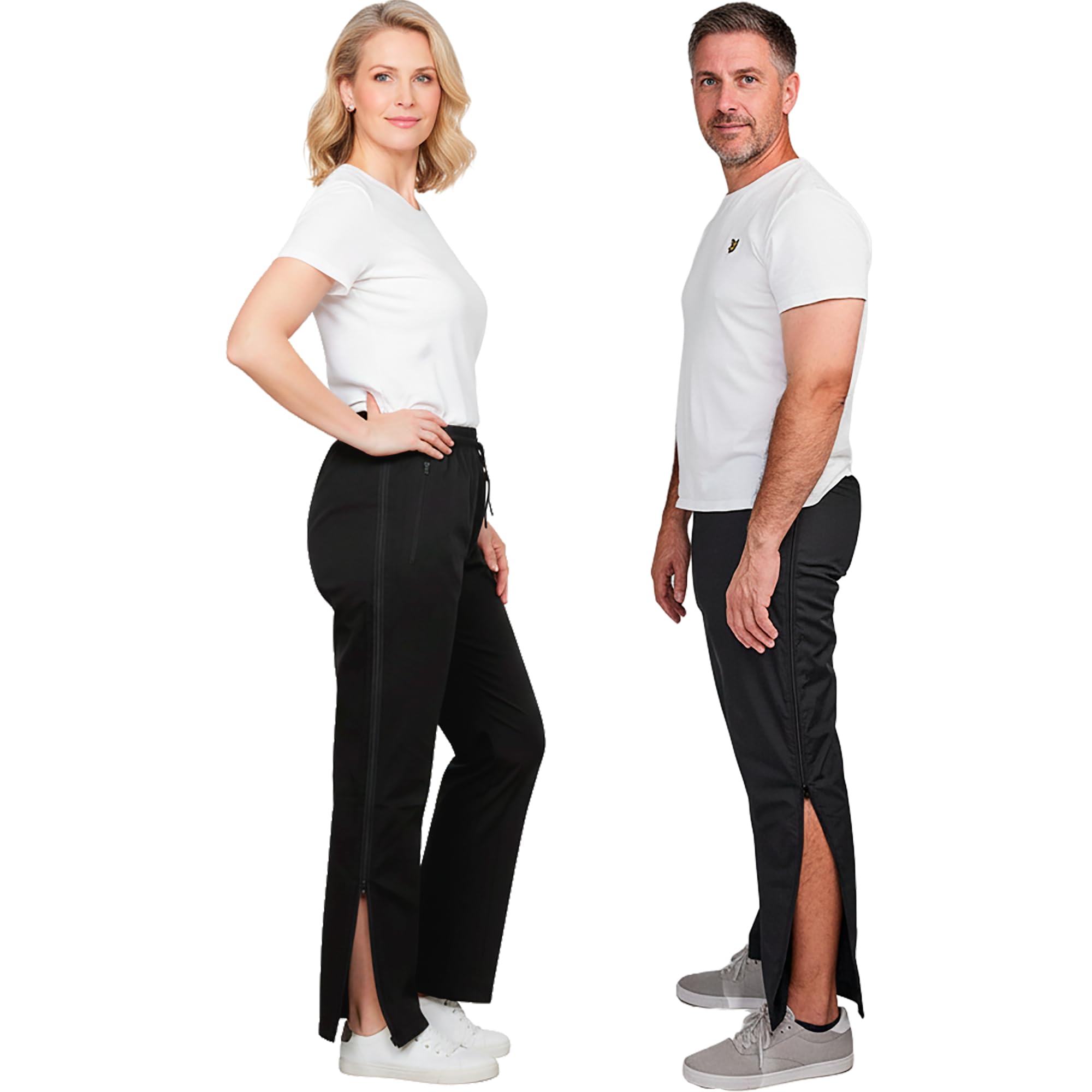 Dobsom Saltö - Pantaloni adattivi per uomo e donna, con cerniere lunghe staccabili, design completamente aperto, ideali post-operatorio, rimovibili, strappo, pantaloni medici per riabilitazione