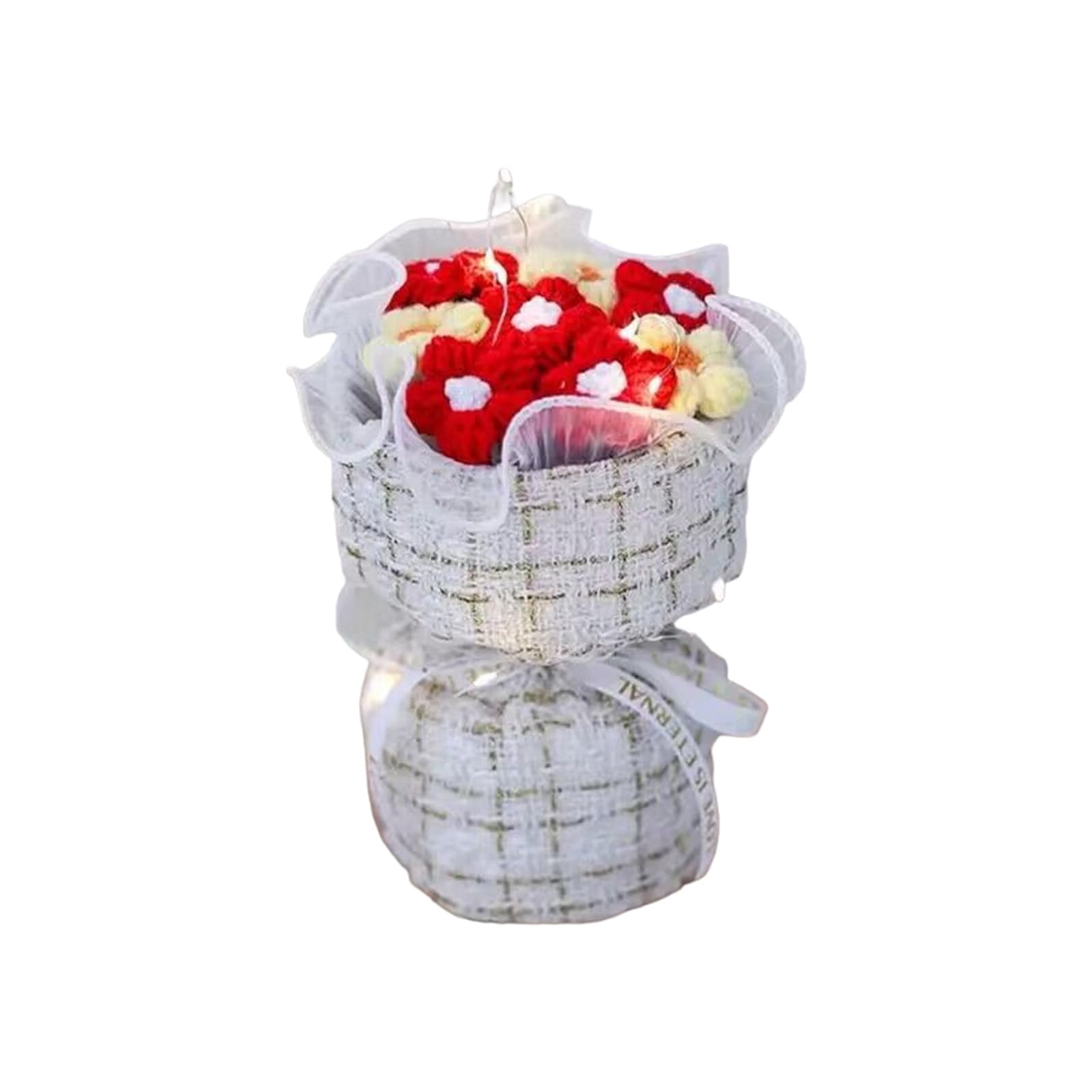 Tsophreniq 2 Simulated Wool Puff Flower Cluster Centerpiece Wedding Decoration Knitted Yarn Simulation Puff Bouquet
