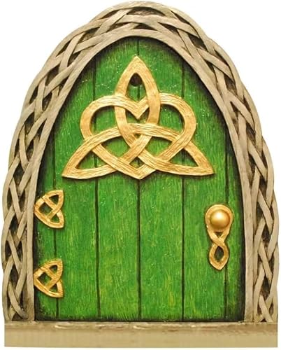 Wyjuan Brown Green Mini Fairy Garden Door For Tree, 3D Miniature Fairy Door For Fairytale Tiny House Doors, Bonsai Terrarium Micro Landscape Decoration Garden Miniatures Dollhouse Accessories