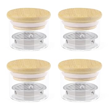 4 Pack Acrylic Nail Brush Cleaner Dappen Dish with Lid, Mesh Layered Nail Art Brush Monomer Liquid Wash Cup Glass Removal Jar for Sequins Glitter Powder, 1.5in High