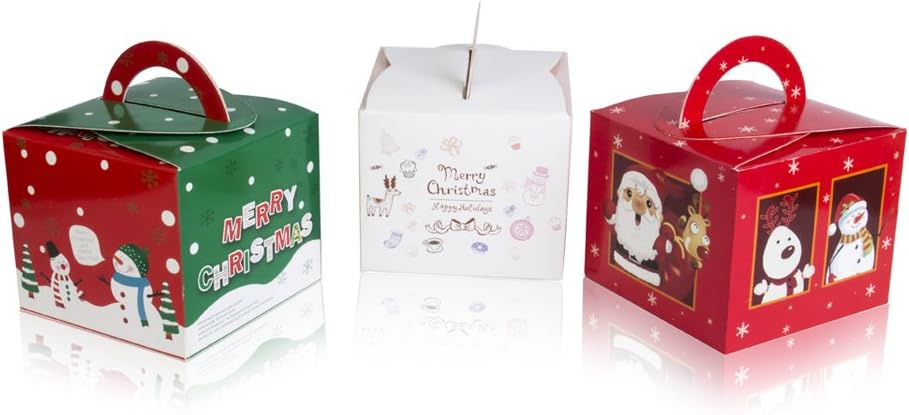 Gospire 24 Pieces Christmas Boxes Candy Boxes Party Favor Christmas Eve Box Xmas Party Bags 3 Cute Styles