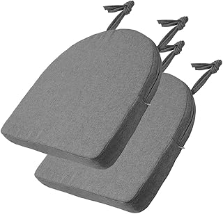 Stuhlkissen 45x45x5cm, 2er-Set, Sitzkissen Outdoor mit Bändern, rutschfest, Terrassenstuhlkissen für Gartenmöbel, Indoor/Outdoor für Küche, Esszimmer, Garten (Dunkelgrau)