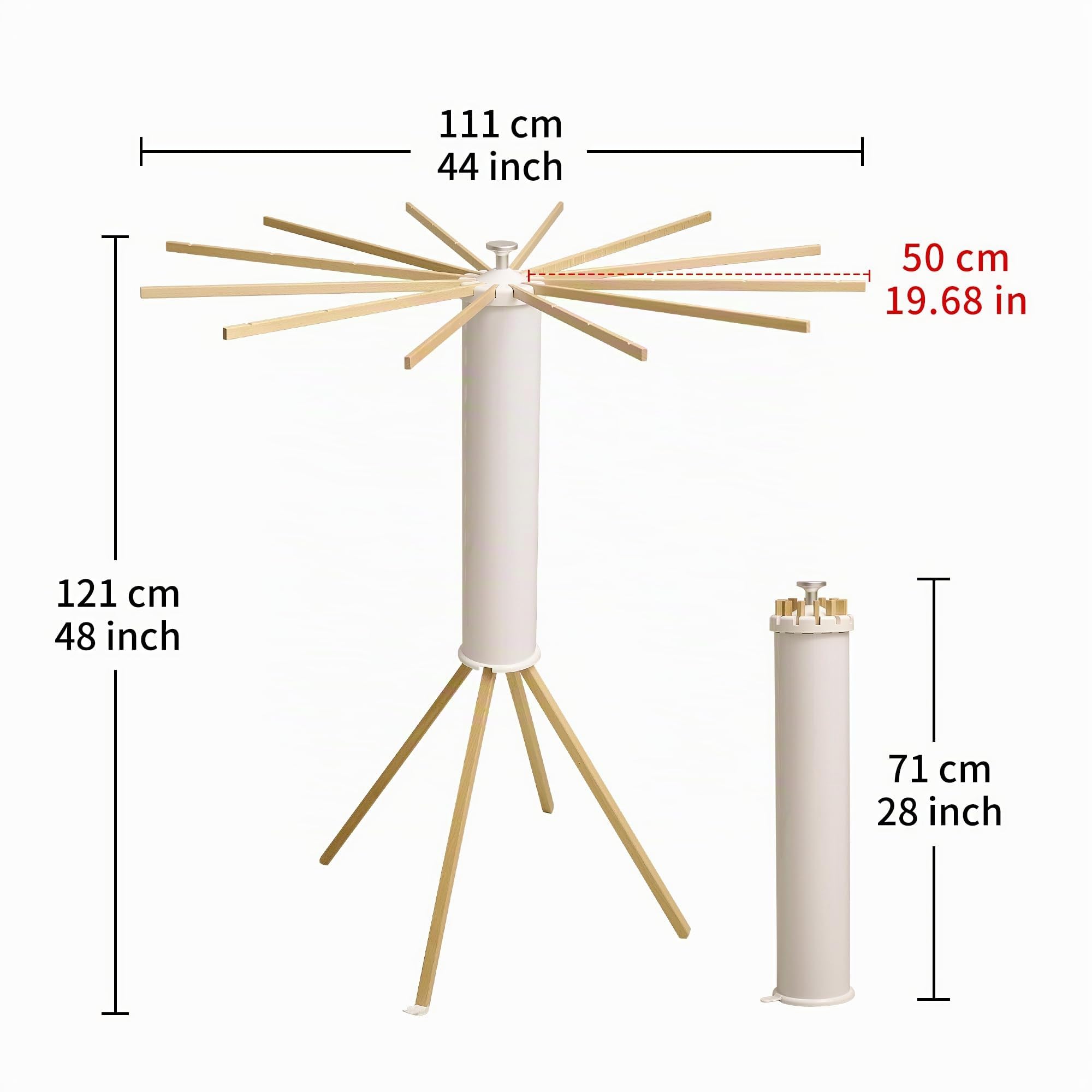 JOOM Tendedero Plegable Madera 4 Patas 12 Barras 20kg Balcón Exterior | Tendedero plegable madera 4 patas 12 barras 20kg, portátil balcón dormitorio exterior interior, sin herramientas