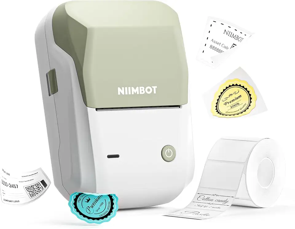 B1 Etiquetadora, Impressora Térmica Bluetooth Portátil, Rotuladora de Etiquetas Adesivas para Casa, Escritório, Cozinha e Escola, 2 Polegadas com Etiquetas de 50 * 30mm, Verde