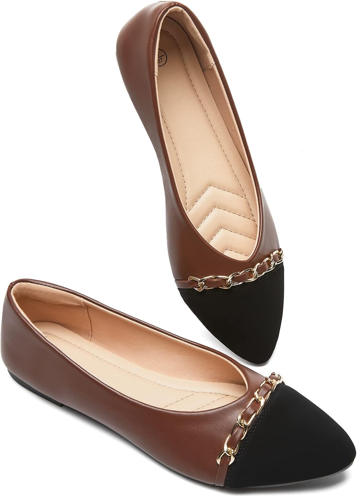 Women's Black Flats Shoes,White Dress Shoes for Women,Crimping Faux Suede Ballet Flats Comfortable