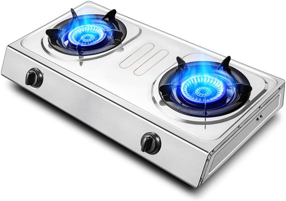 Burners Gas Hob 4.2KW Or Double Camping Stove For Table-Top Cooking ，Propane/Natural Stainless Steel Stove，Compatible With All Cookware(Single Burner,LPG)