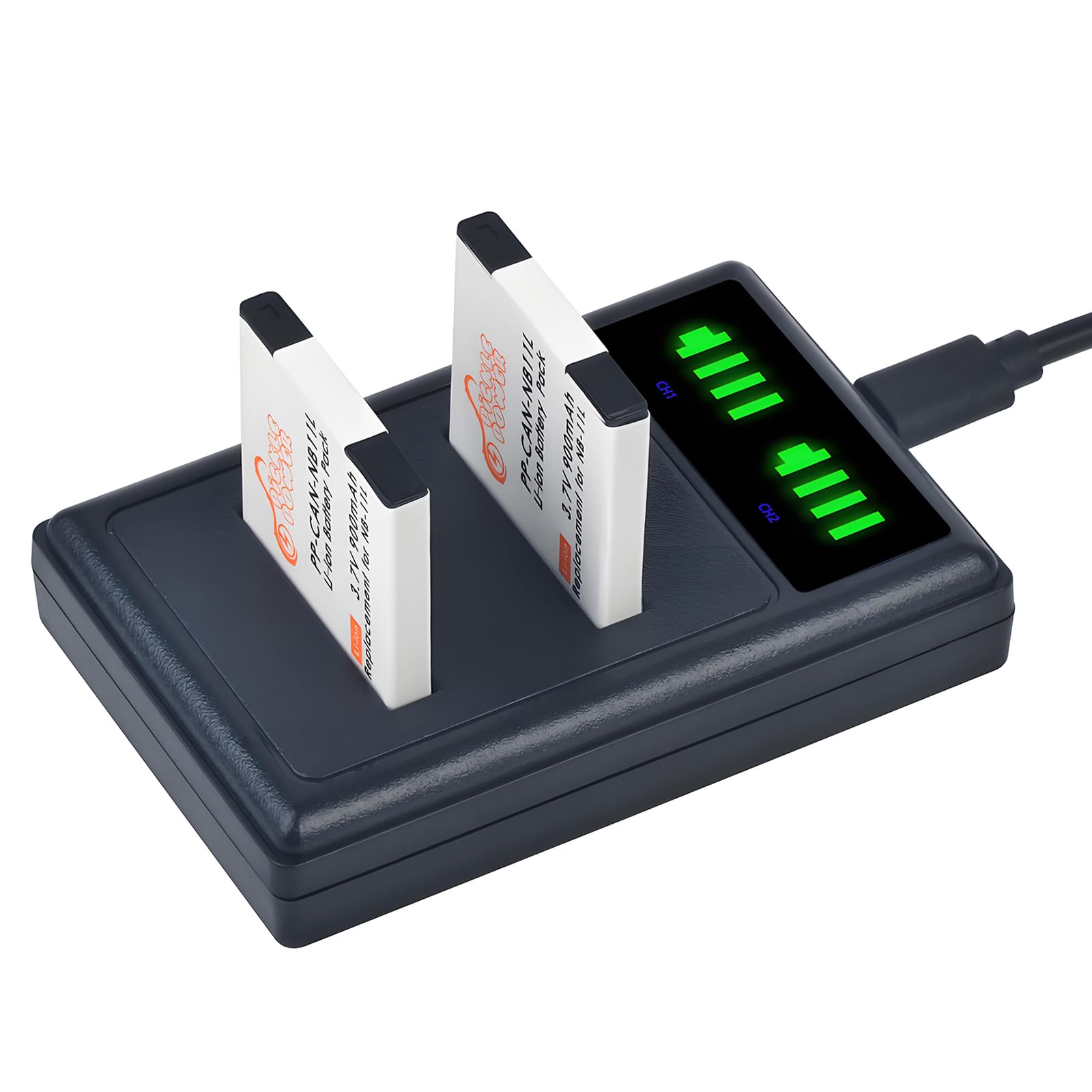 NB-11L NB-11LH Battery and LED USB Dual Charger for Canon PowerShot A2300 A2400 A2500 A2600 A3400 A3500 A4000 is, ELPH 110 115 130 320 340 350 HS, ELPH 135 140 150 160 170 HS, SX420 SX410 SX400 is