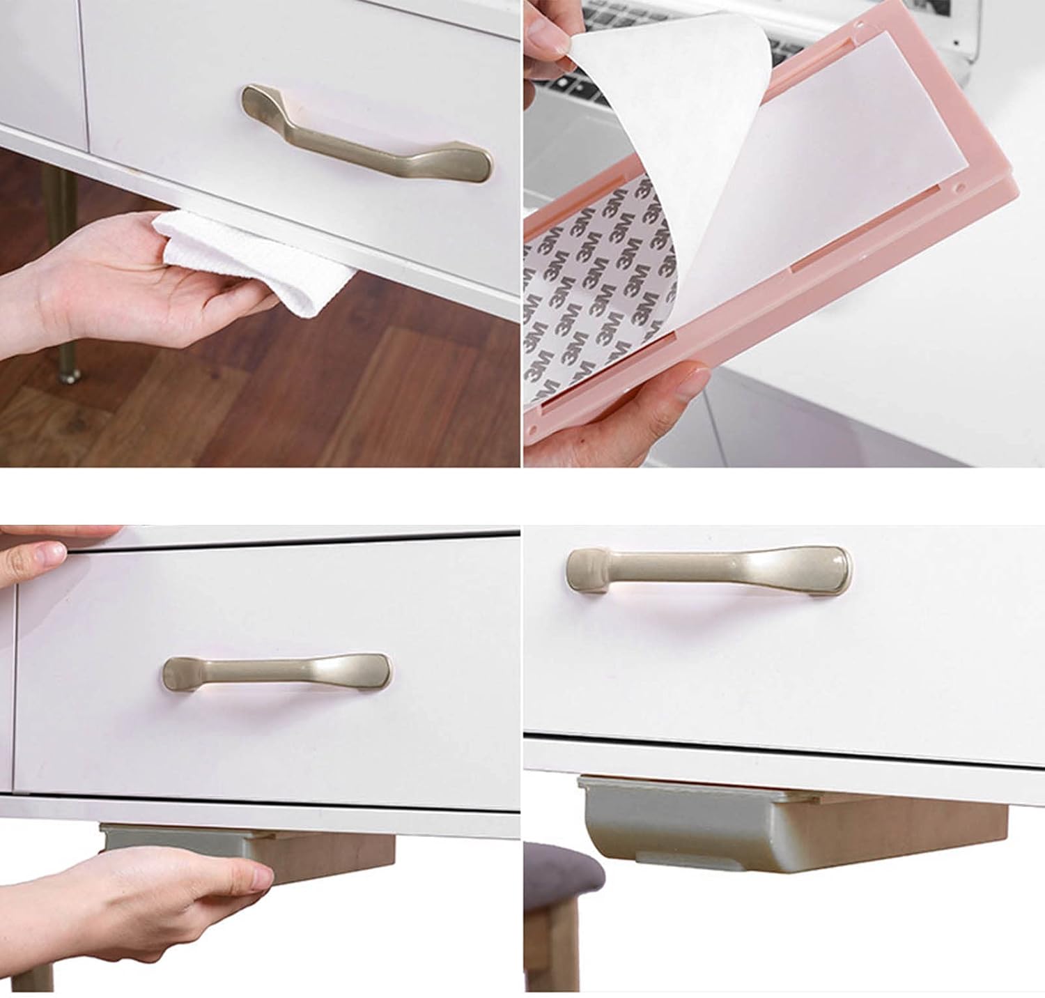 Fdit Under Table Drawer, Avoid Dust Under Desk Drawer Storage Box Self Adhesive for Makeup Pen (XL)
