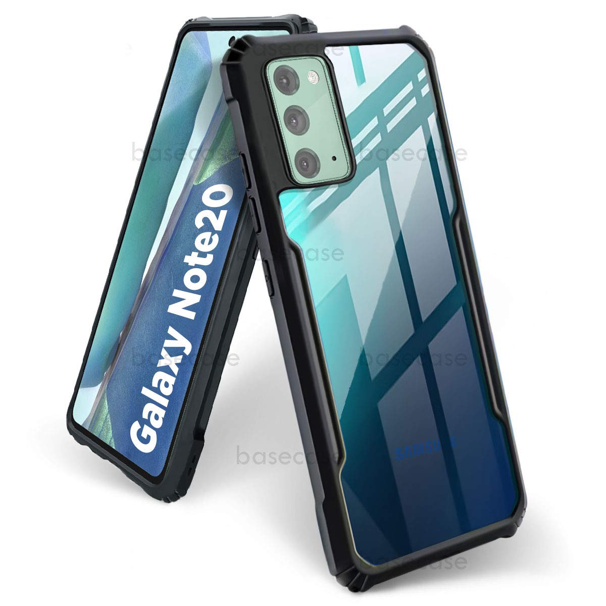 BASECASE Shock Proof Crystal Clear Back Case Mobile Cover for Samsung Galaxy Note 20 (Hard | Hybrid PC + TPU | Full Armour Device & Camera Protection | Jet Black) (B08YKDTM56) Amazon Price History, Amazon Price Tracker
