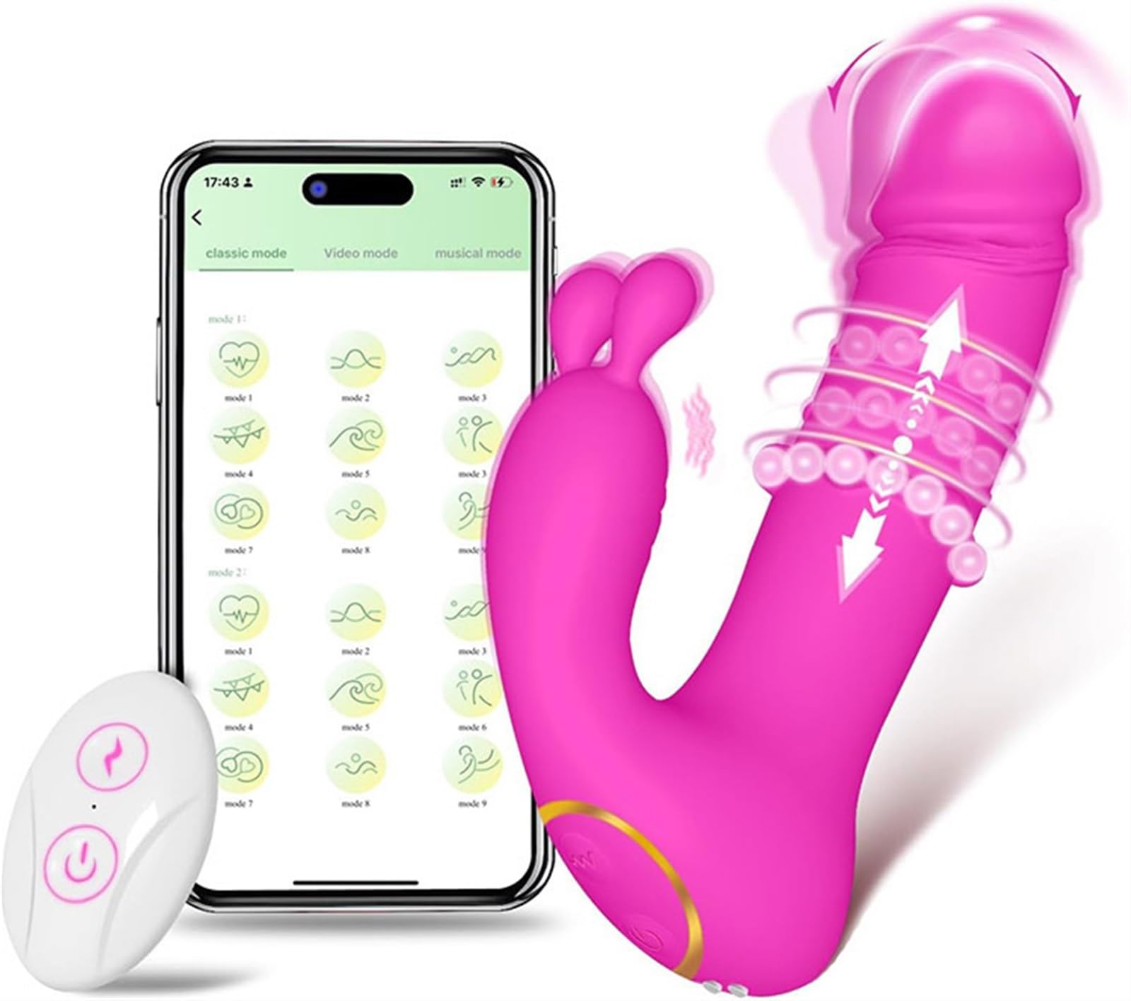 DAGIN Vibratore del Punto G del clitoride indossabile con Telecomando per App per Donne, Giocattoli sessuali per Adulti Impermeabili per Donne (Color : Pink)