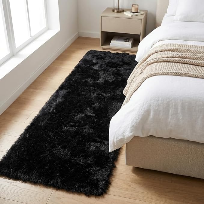 Tapete Negro Mugorn 2x3 Pies para Dormitorio miniatura 5