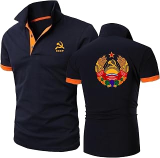 Mens Patchwork Polo Shirts for CCCP Collared Short Sleeved Printing T-Shirts Golf Half Sleeve Quick Dry Cycling Jersey Soft Fashion Tee Top Clothes