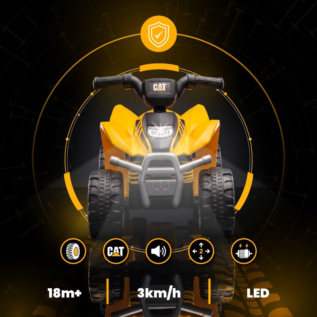 Kinder Elektro Quad mit Akku, Elektroauto für Kinder 18 bis 36 Monate, Geländeräder, elektrischer Antrieb, konturierter Sitz (Gelb)