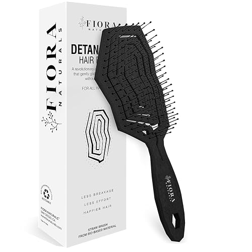Fiora Naturals Hair Detangling Brush -100% Bio-Friendly Detangler Hair Brush w/Ultra-soft Bristles- Glide Through Tangles with Ease - For Curly, Fine, Women, Men, Kids, Toddlers, Wet and Dry Hair