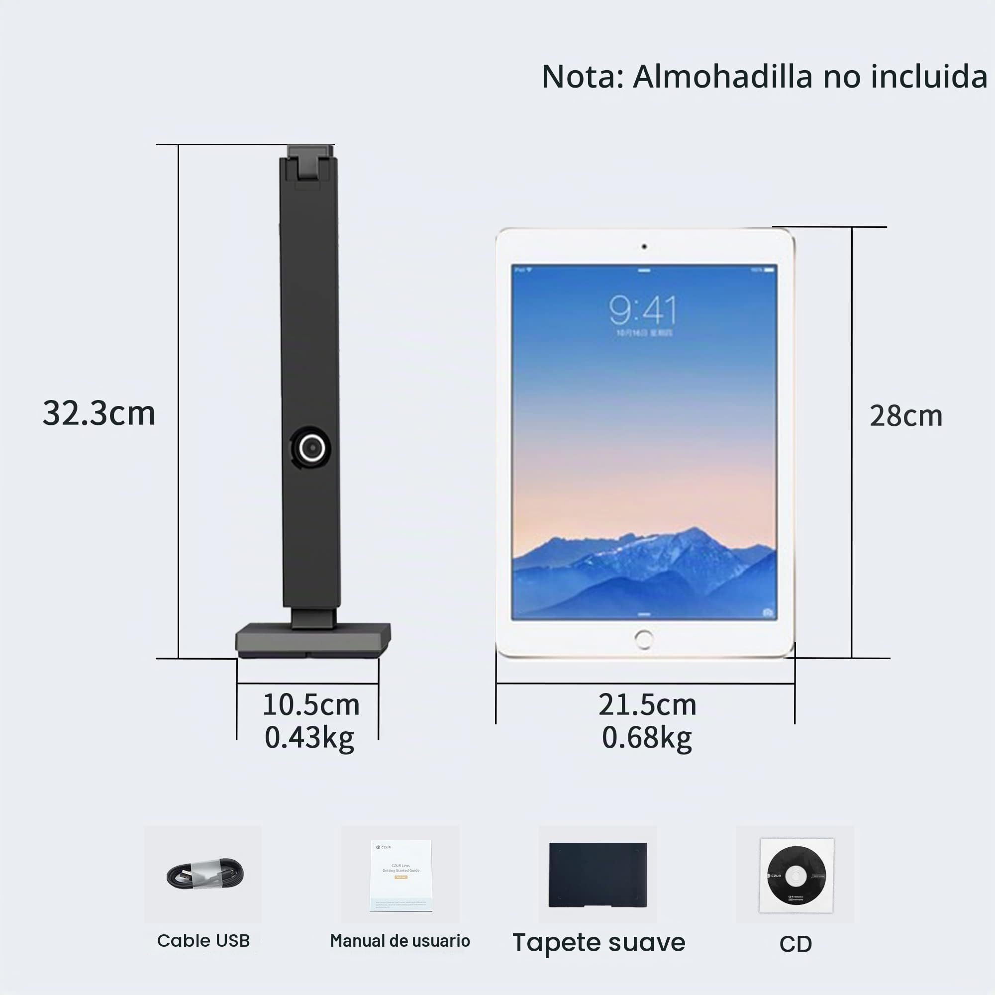 CZUR 8MP USB Cámara de Documentos y Visualizador, A4 Escáner Portátil de Documentos, para la Enseñanza y el Aula, Oficina en Casa, Compatible con Windows, macOS (Lens 800)