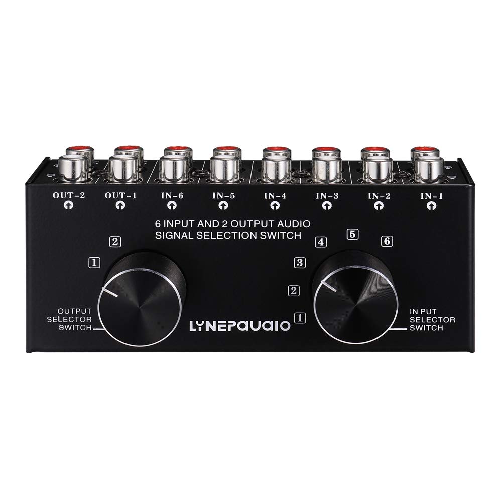 Switcher 6 nel 2 out o 2 nel 6 out Cuffia Switcher Commutatore Selezione Segnale Sorgente Audio Stereo, L'Interfaccia Adotta L'Interruttore Manuale Progettazione